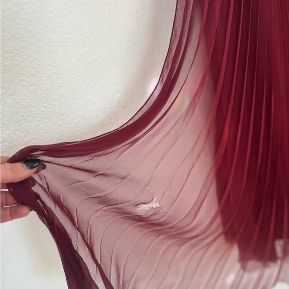 J. Mendel Burgundy Silk Chiffon Maxi Skirt, Size 4 - Picture 6 of 7